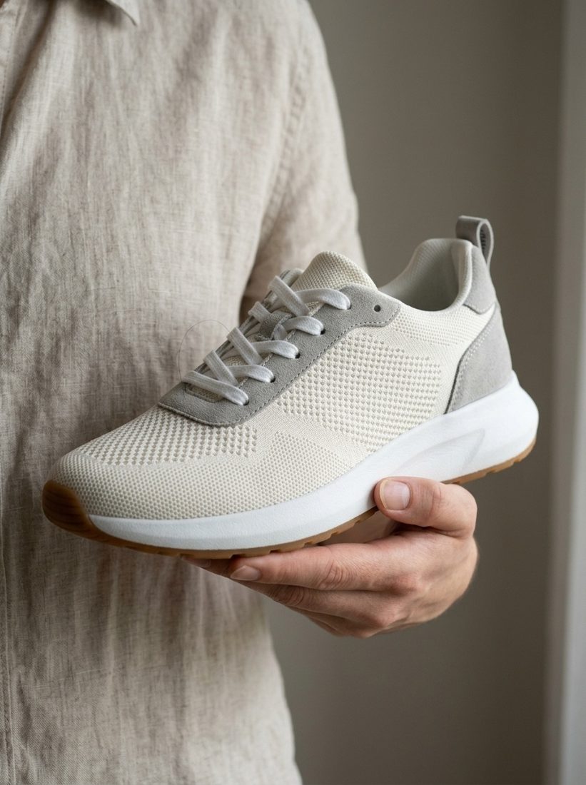 Hand holding the sneaker