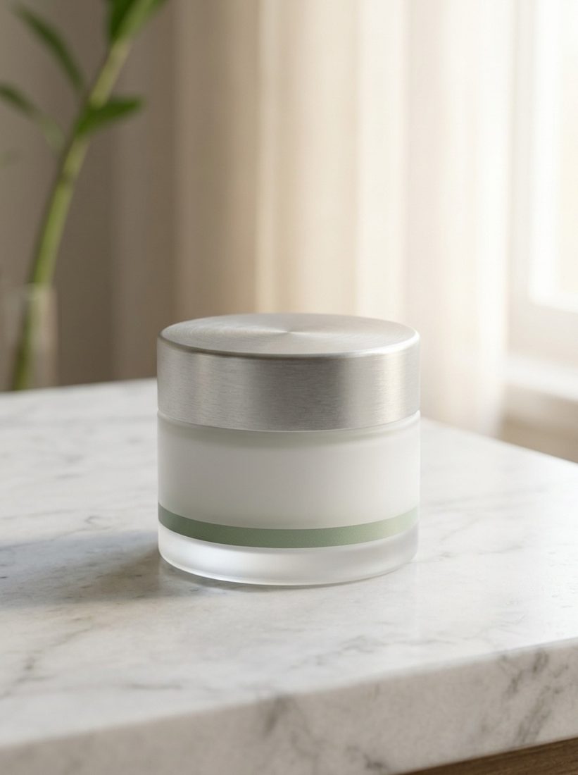 Skincare jar on marble
