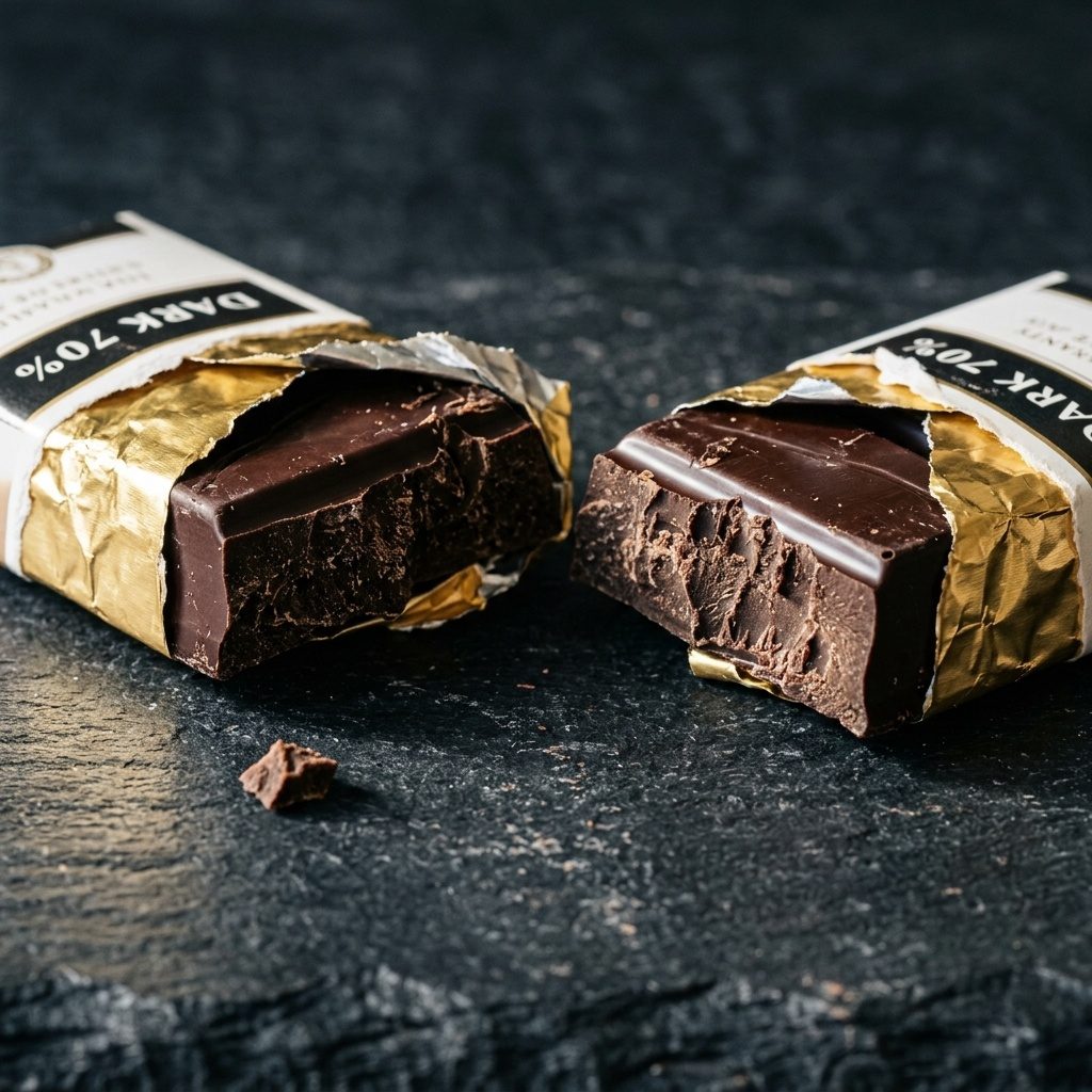 Chocolate bar snapped in two
