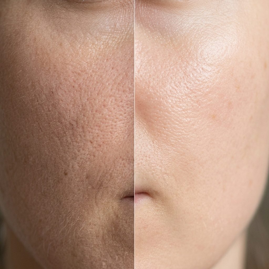 Split of dry and hydrated skin