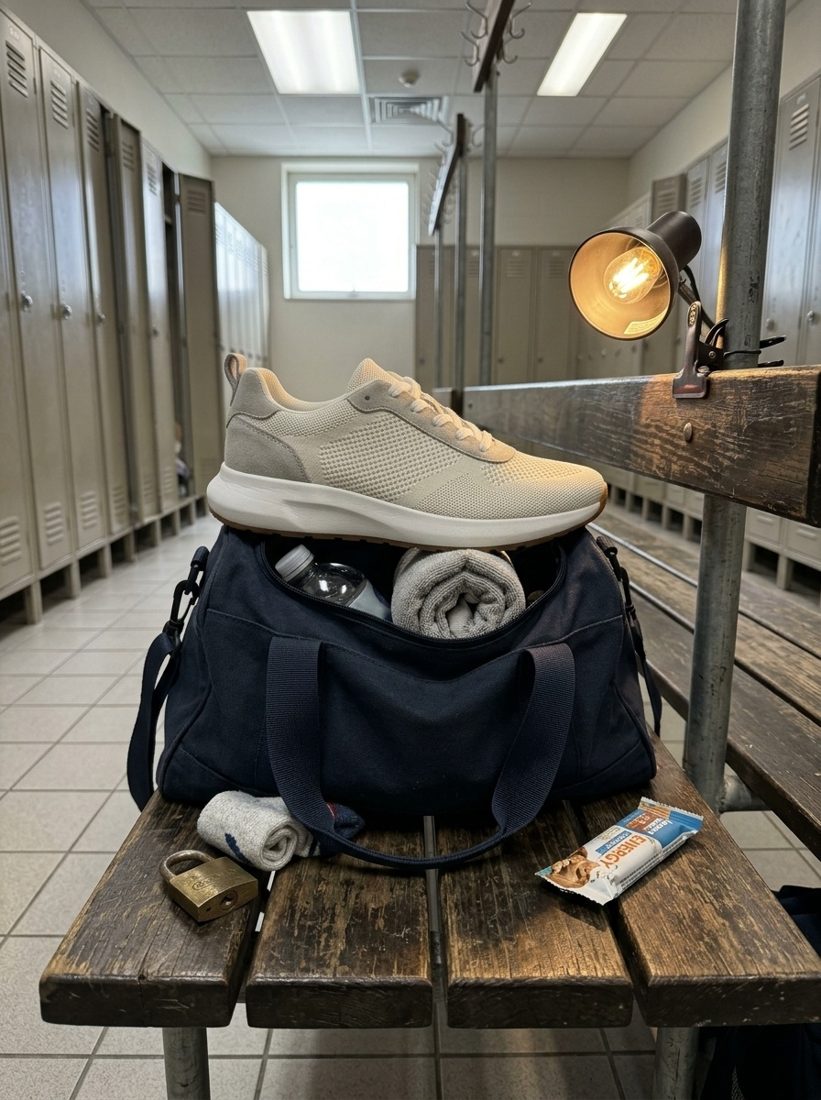 Sneakers on a gym bag