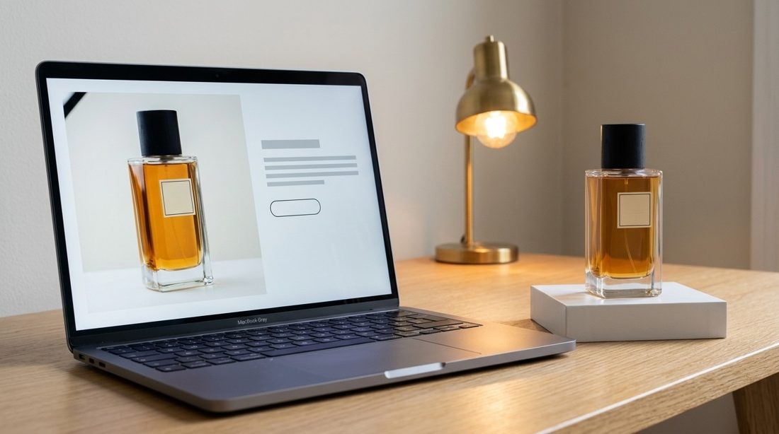 Laptop showing a product page