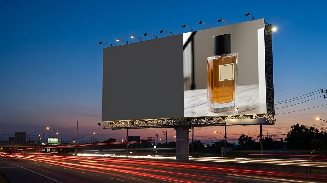 Billboard at dusk showing the hero