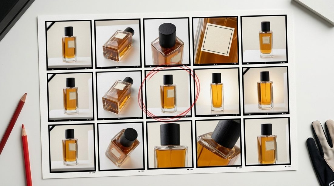 Contact sheet with one frame circled