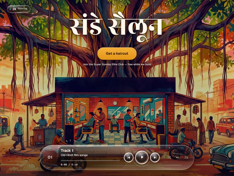 Sunday Saloon - Desi barbershop with haircut booking and a live collaborative playlist